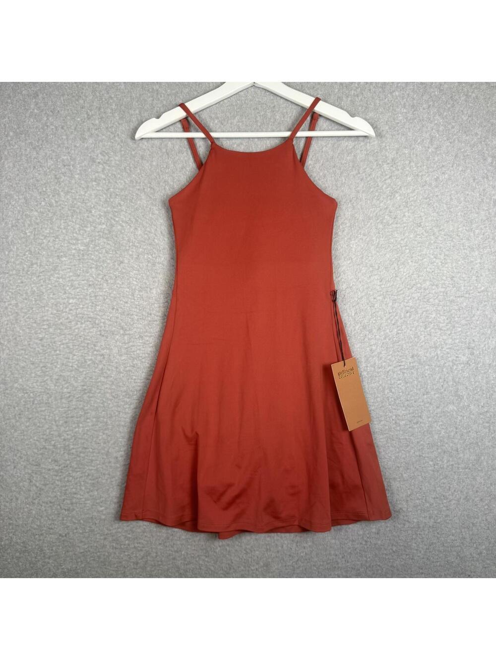 Brand New Girlfriend Collective Women's Size XS Coral Pink Fit Flare Mini Dress